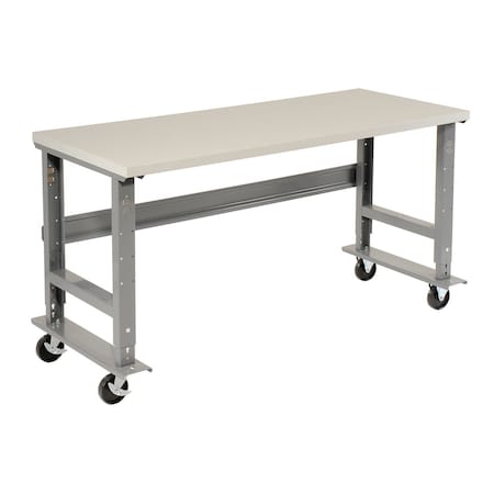 Global Industrial 60x30 Mobile Adjustable Height C-Channel Leg Workbench, ESD Safety Edge 250225A